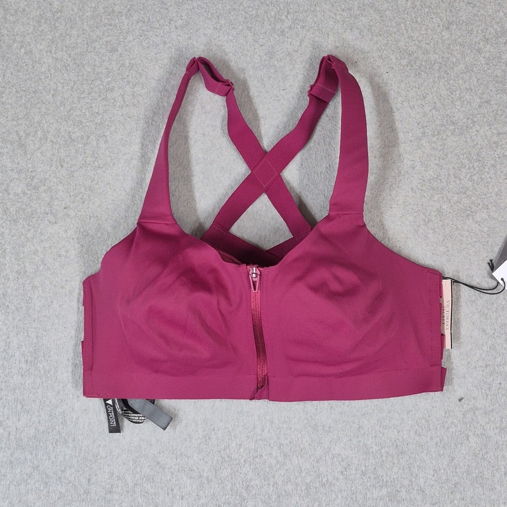 Victoria's Secret Women Sports Bra 34DD Pink ON POINT Adjustable Strap Front NWT